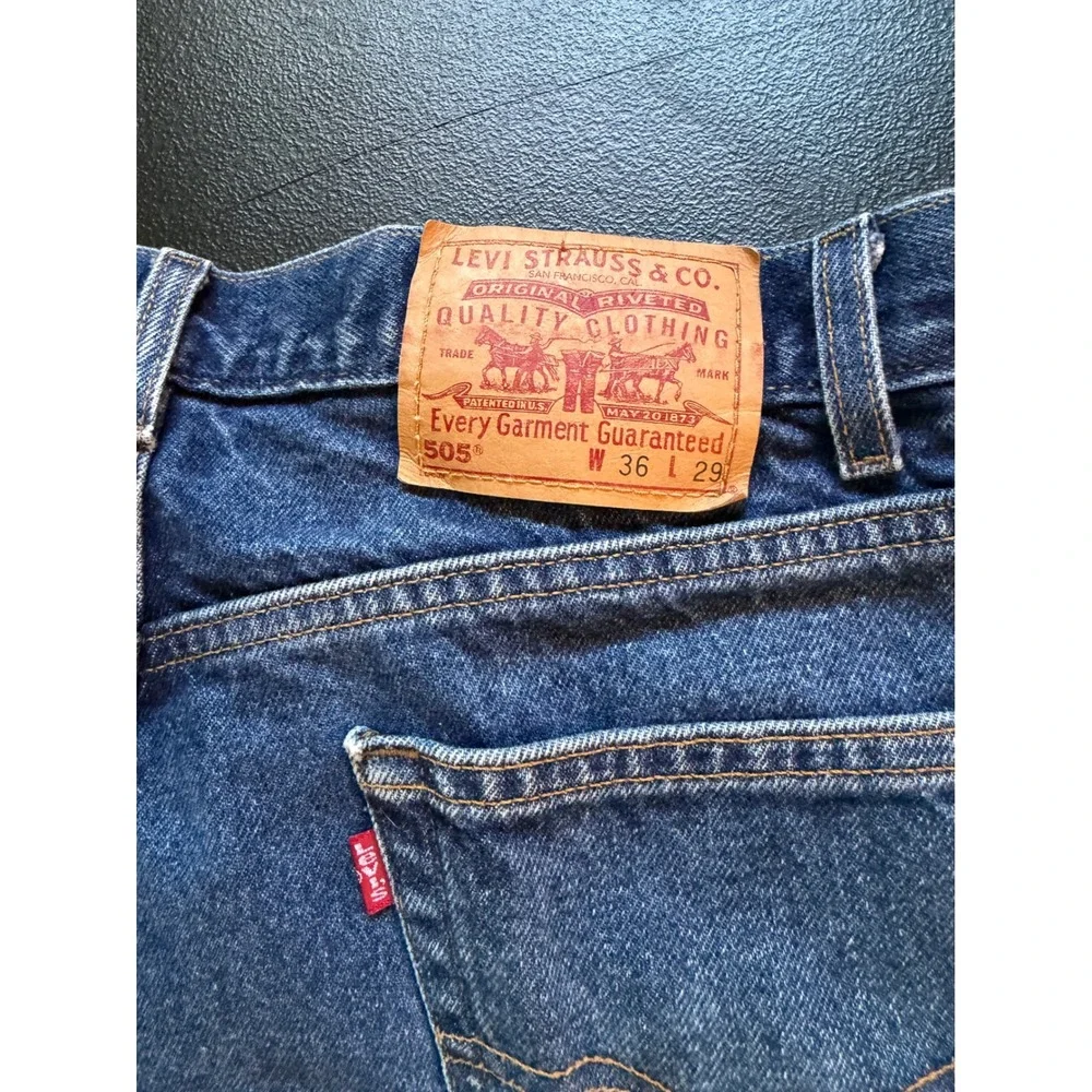 Levis 505 Regular Fit Jeans Mens 36x29 Blue Denim Straight Leg 0901 505-0216